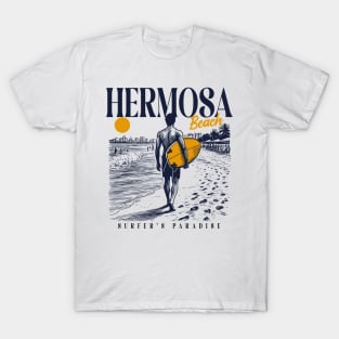 Vintage Surfing Hermosa Beach, California // Retro Surfer Sketch // Surfer's Paradise T-Shirt